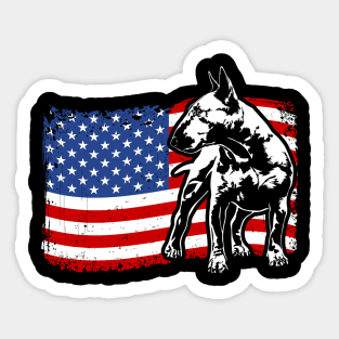 Proud Bull Terrier American Flag patriotic dog Sticker